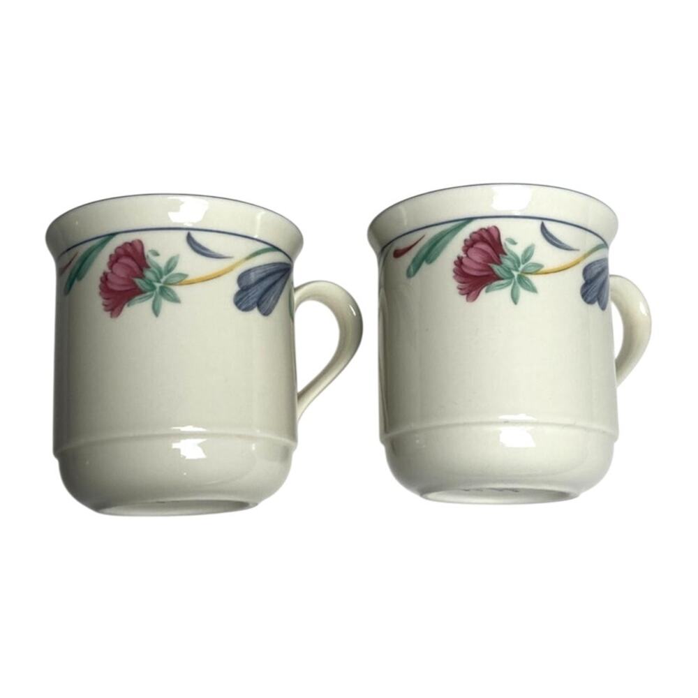 Vintage Lenox Poppies on Blue Coffee Tea Mug Set of 2